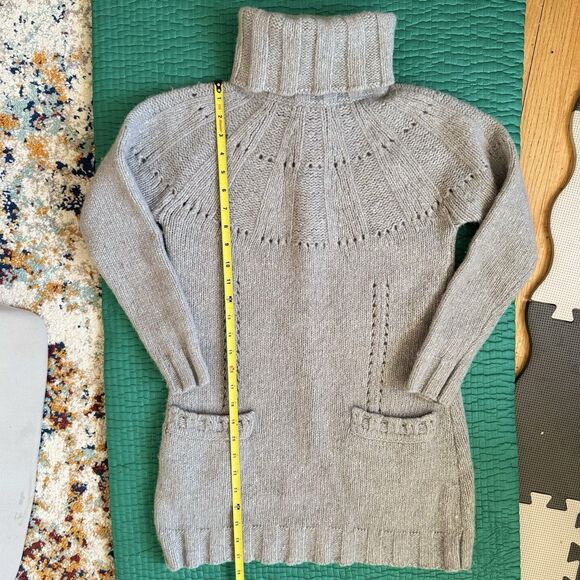 Sundance Turtleneck Sweater Long MEDIUM Merino Wool Grey Mixed Media Cozy & Soft - Picture 5 of 16